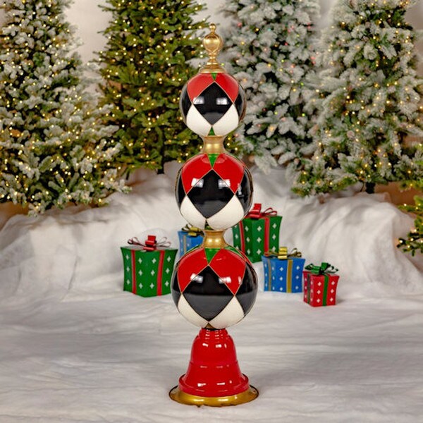 Christmas Ornament Argyle Print Display Tower
